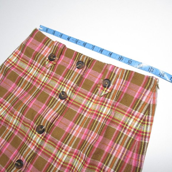 Anthropologie Maeve Button-Front Mini Skirt Pink Plaid - Medium - Picture 4 of 12
